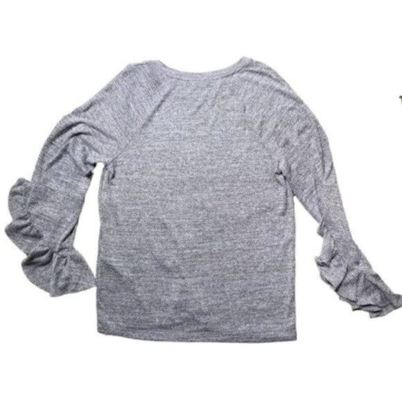 Banana Republic 3/4 Flutter Flared Sleeve Light Heather Gray Top Women’s S - Picture 2 of 8